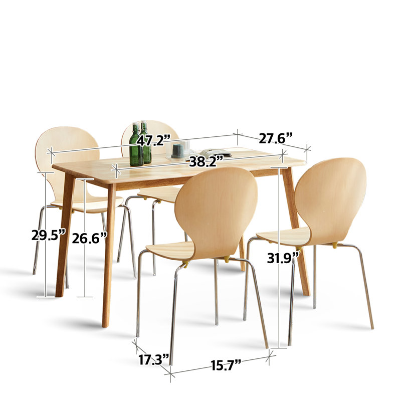 Rowley 4 - Person Solid Wood Modern Dining Table Set, Natural