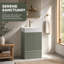 Meuble-lavabo cannelé de 20 po avec lavabo en céramique, porte et tiroir à fermeture en douceur
