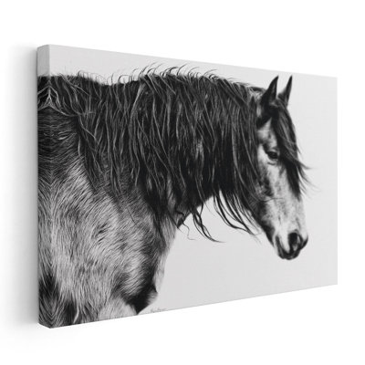 «Black and White Horse Portrait III», reproduction d'art sur toile