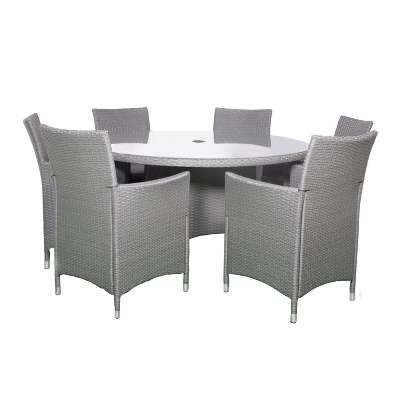  6 Seater KD Round Dining Set, Grey