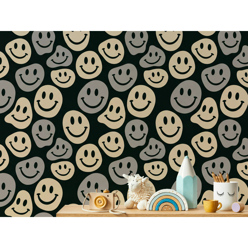 Smiley Face, papier peint rétro Pop Art, Non tissé, 200 po x 120 po