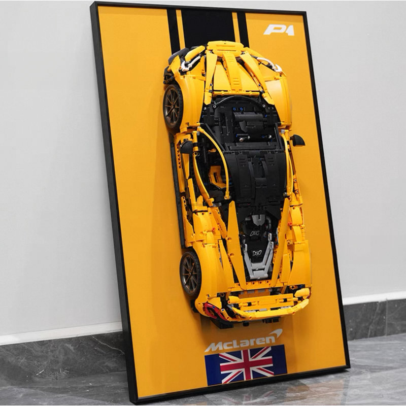 Voiture d'assemblage avec affiche, art mural