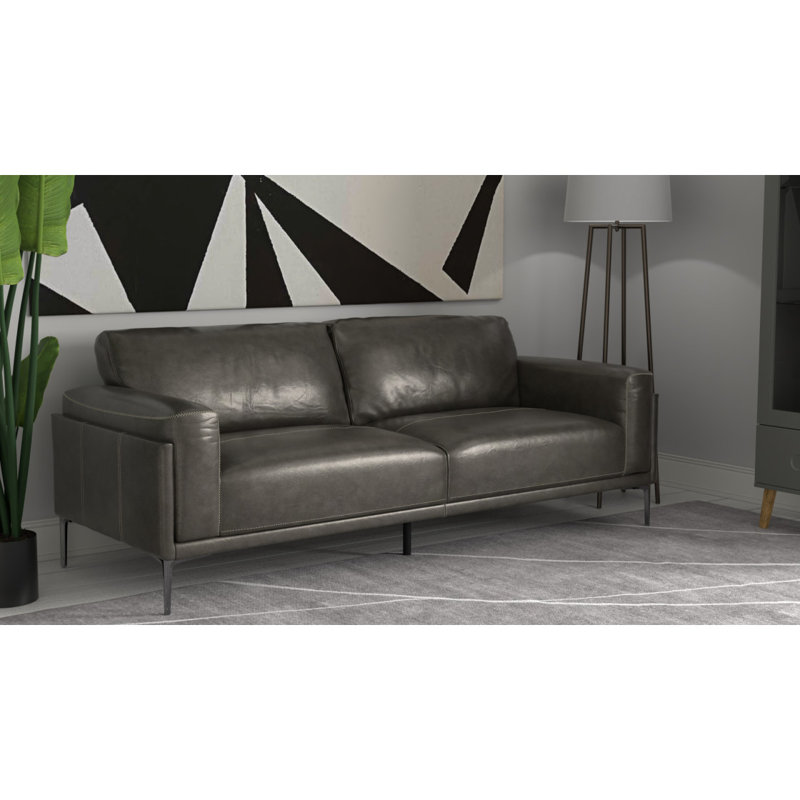Canapé en cuir gris anthracite