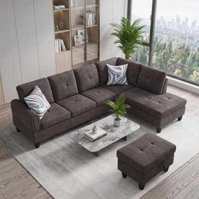Canapé modulaire rembourré réversible avec repose-pieds