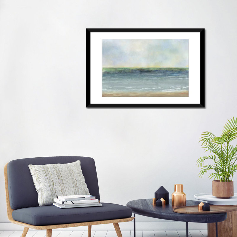 «Ocean Breeze I», impression sur toile, H 24 po x l 32 po x P 1 po, Papier avec cadre noir, Blanc