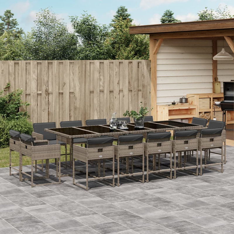  Ensemble de 14 chaises de patio, Gris foncé, Gris