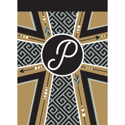Monogram Cross Burlap 2-Sided Polyester 18 x 13 in. Garden Flag