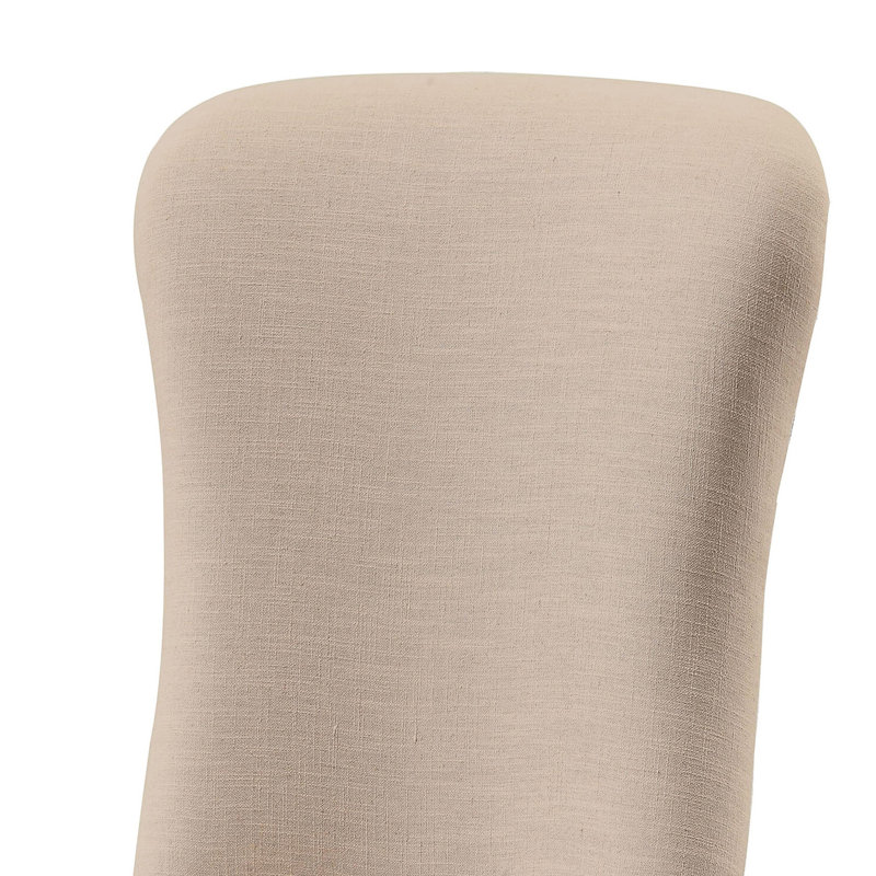 2 chaises à oreilles avec housse en lin beige - style moderne pour la salle à manger, structure brun récupéré, rembourrage en mousse de 2 sièges, garniture, rembourrage, rectangulaire