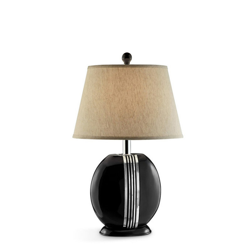 Lampe de table haute 28 "en polyrésine" Obsidian ", abat-jour en tissu