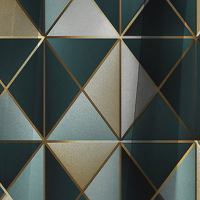 Green And Gold Geometric Chic Pattern I - Abstract Geometric Blackout Curtain - 1 Panels