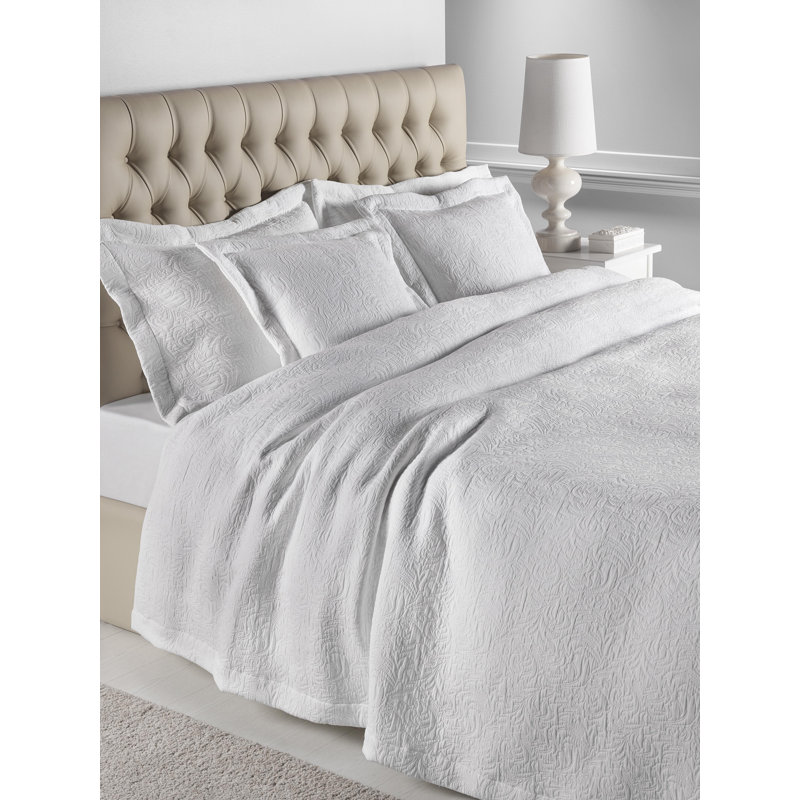 Aquavia Cotton Blend Solid Colour Bedspread, 180 x 270cm Bedspread, White