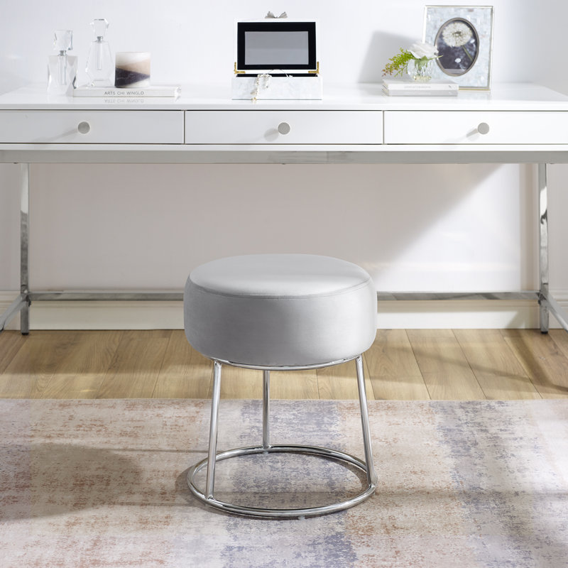 Bonview Iron Accent Stool, Silver Frame/ Gray Top