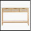 Console en rotin naturel avec 3 tiroirs de rangement - Table d'entrée avec porte coulissante en rotin naturel, polyvalente pour le salon, le bureau, le vestibule ou le mur de télévision