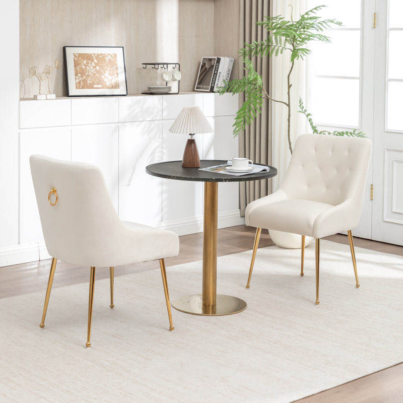 Chaise d'appoint rembourrée en velours Mayreli, Beige