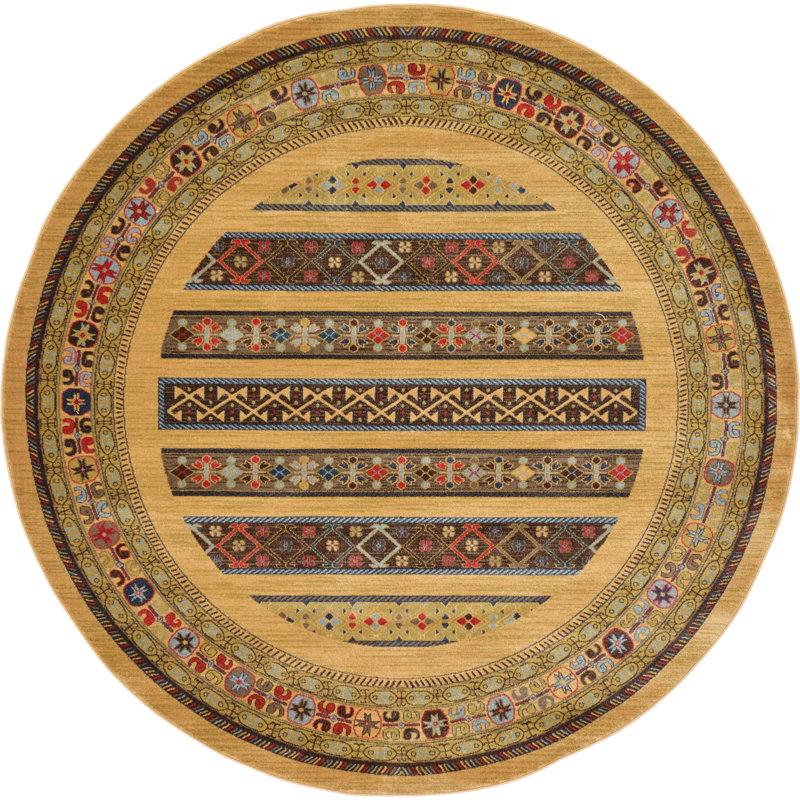 Jaeden Geometric Area Rug, Round 8', Tan 