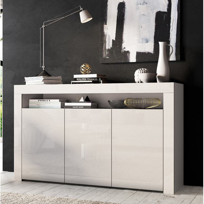 Dina 152cm Sideboard, Grey Matte/Grey High Gloss, No