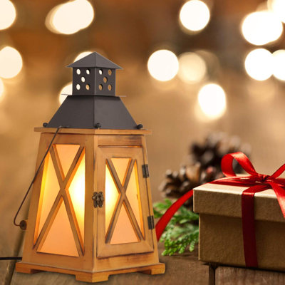 Electric Lantern Lights Table Lamp, Vintage Farmhouse Nautical Decorative, Bedside Night Lights Desk Lamp,(Wood/Bulb Is Not Included)