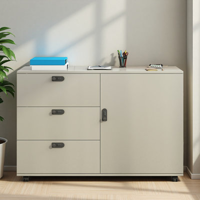 Simple Solid Wood And Movable Filing Cabinets by Latitude Run