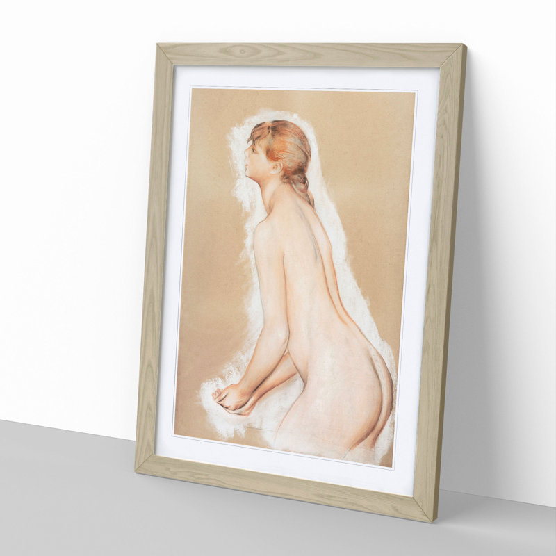 Splashing Figure by Pierre-Auguste Renoir - Picture Frame Painting, 48cm H x 36cm W x 2cm D, Oak
