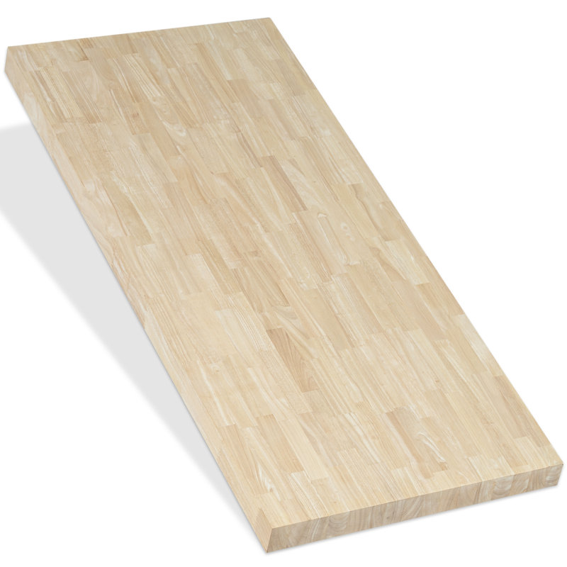 Comptoir en bois massif Hevea, H 1,5 po x l 48 po x P 25 po, Non fini