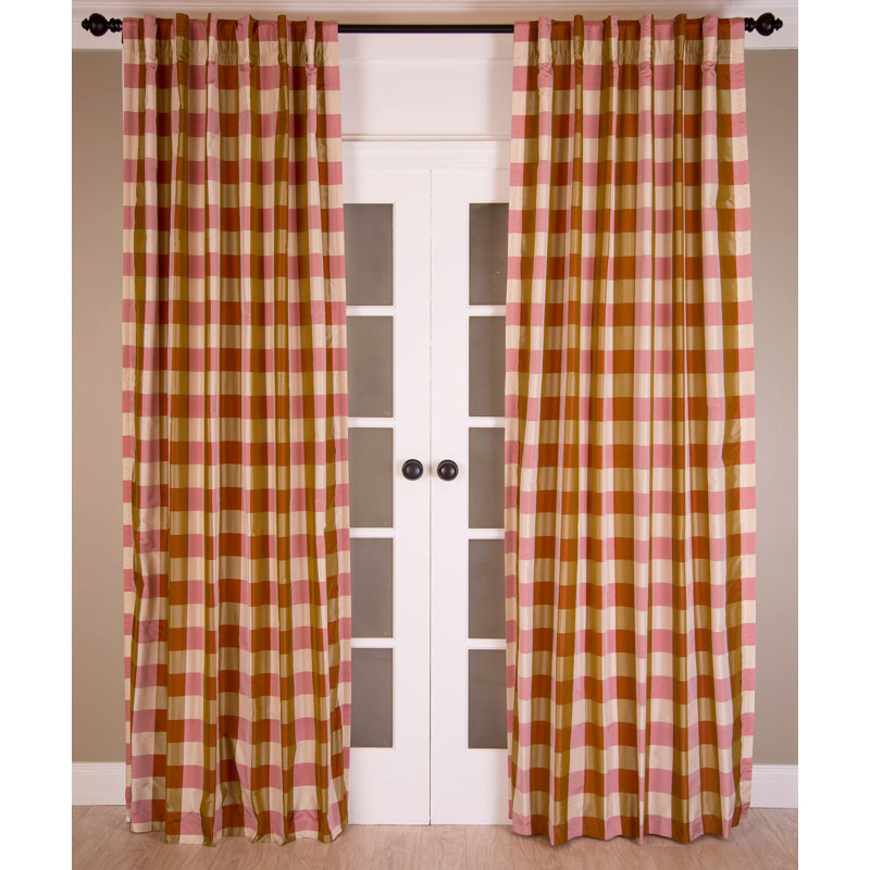 Rideau obscurcissant avec passe-tringle Dupioni, Carreaux multicolores, L 51 po x L 108 po