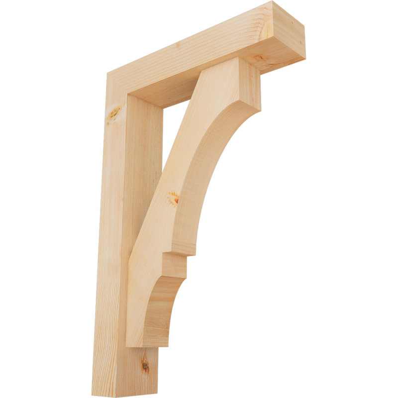 5 1/2"W x 22"D x 34"H Balboa Block Smooth Bracket w/ Offset Brace, Douglas Fir, 34 x 22, 5 1/2"W Douglas Fir (Smooth)