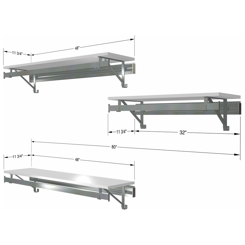 Système de garde-robe 3 pièces: suspension double et suspension longue de 32 po, Blanc, H 8,75 po x l 80 po x P 12,25 po