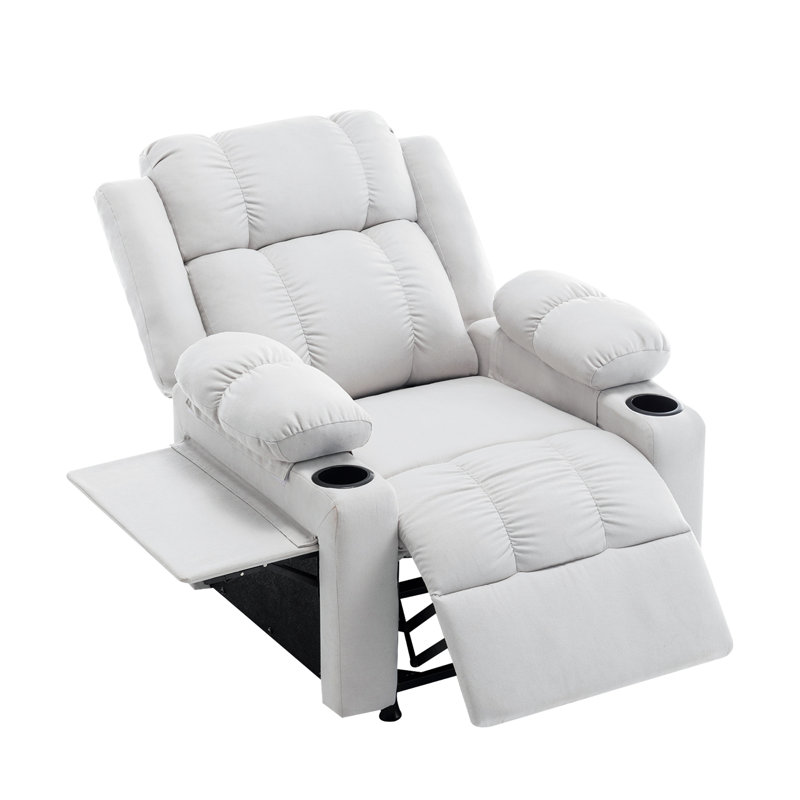 31.7" Wide Modern And Classic Soft Overstuffed Power Standard Chair - Heated Massage Recliner With Tray Table & Dual Cup Holders