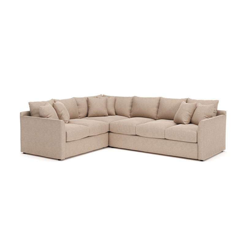 Cecelia Upholstered Sectional, Conversation Linen Basketweave, Left Hand Facing