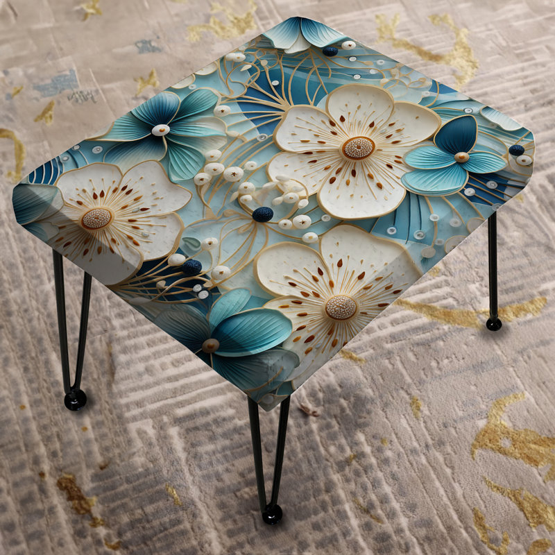 Blue And White Flowers Simplicity - Floral Rectangle Ottoman