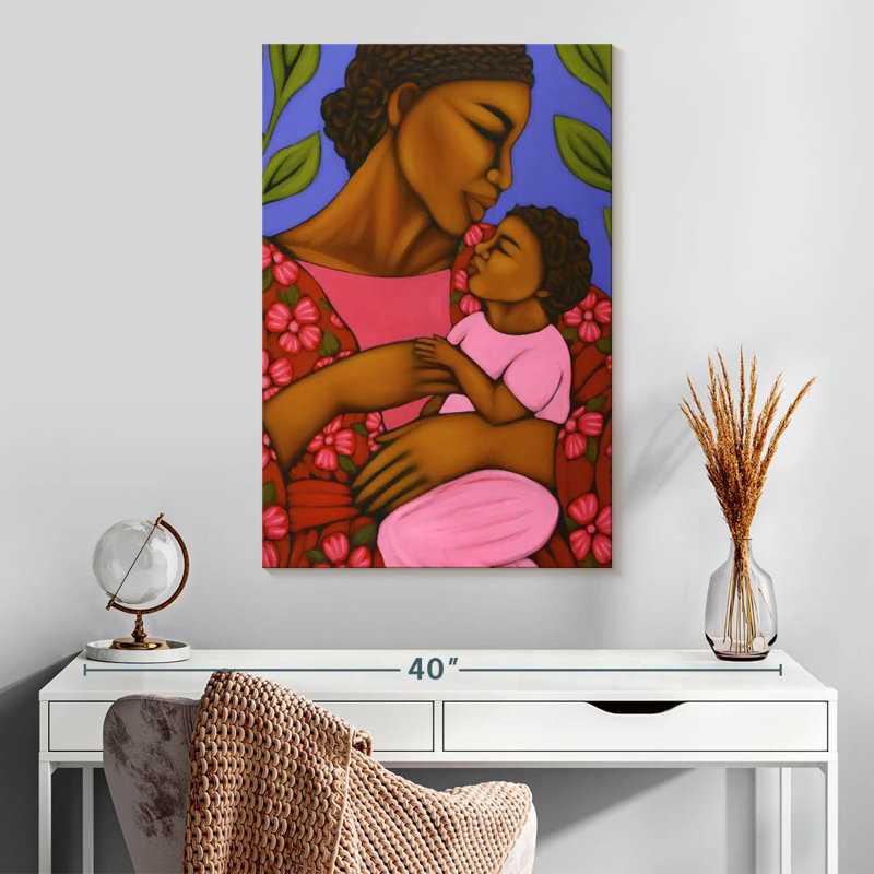 Lelend, mère africaine et bébé, H 30 po x l 20 po