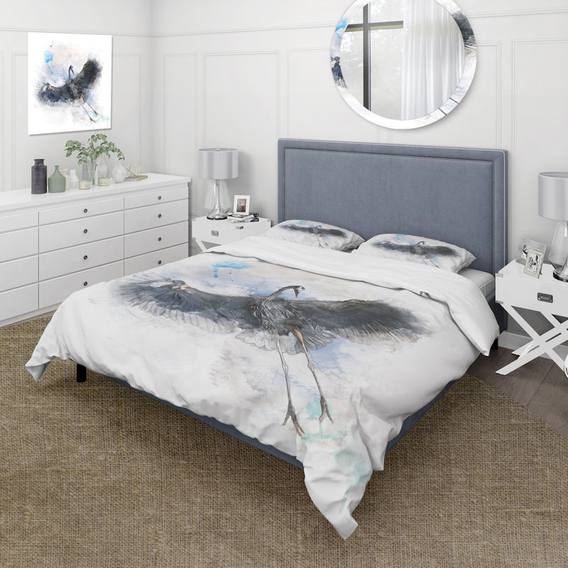 Great Blue Heron Bird - Ensemble de housse de couette Farmhouse - Microfibre de polyester