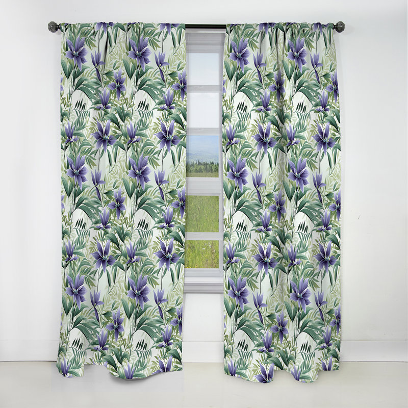 Motif tropical vert sérénade bambou - rideau floral - 1 rideau occultant, L 52 po x L 95 po