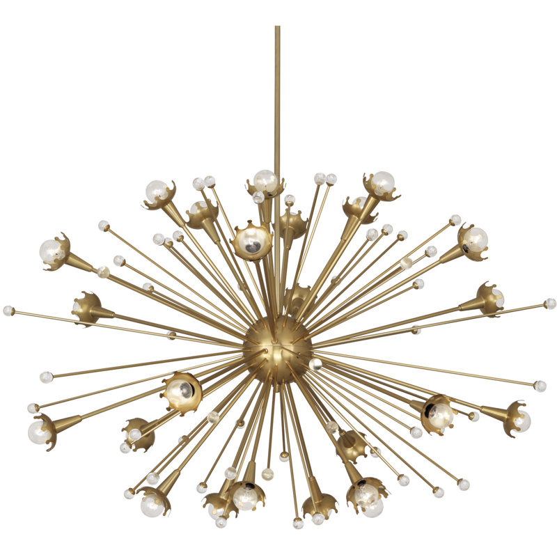 Elegant Sputnik Sphere Chandelier in Antique Brass with Crystal Accents