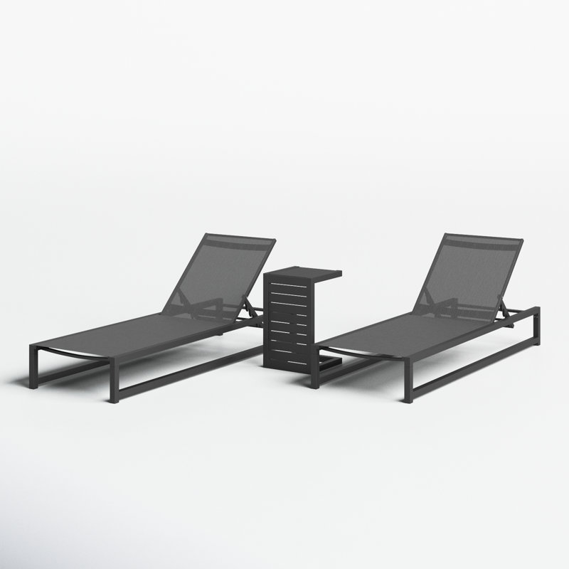 Gallatin 26.5'' Outdoor Aluminum Chaise Lounge Set with Table