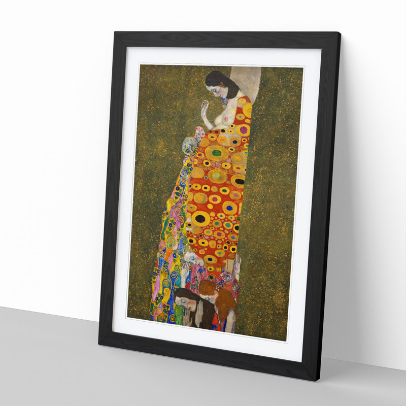 Hope Ii by Gustav Klimt - Framed Print, Black Framed, 36cm H x 27cm W x 2cm D