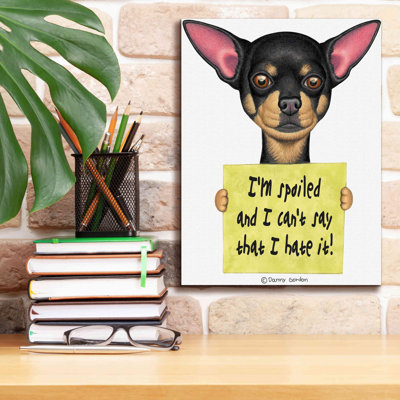 «Black Chihuahua Hold Sign» par Danny Gordon, art mural sur toile