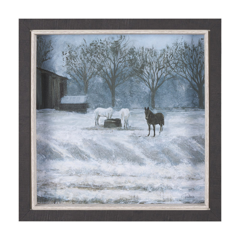 «Winter On The Farm IV» par Studio A, reproduction d'art encadrée à la main, Hiver à la ferme I