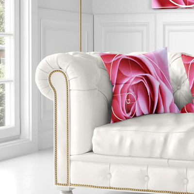 Fleur rose avec arrangement en spirale - coussin imprimé floral