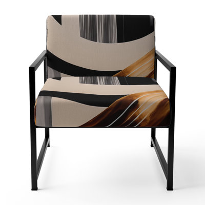 Gold Touch Art Deco I - Upholstered Contemporary Arm Chair, Modern Abstract Accent Chair