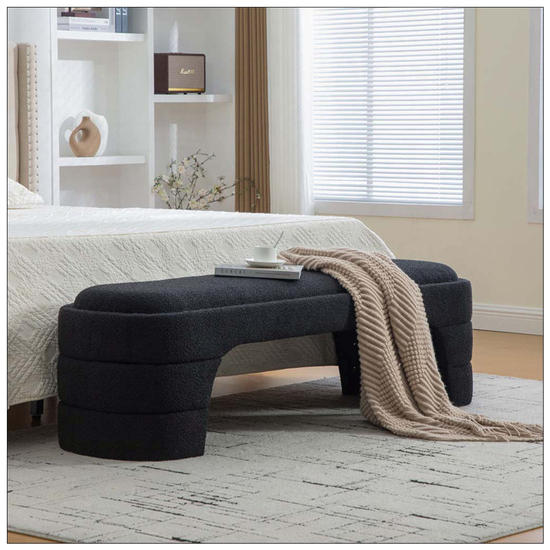 Banc de chambre rembourré sans accoudoirs de 64,96 po de largeur, Noir