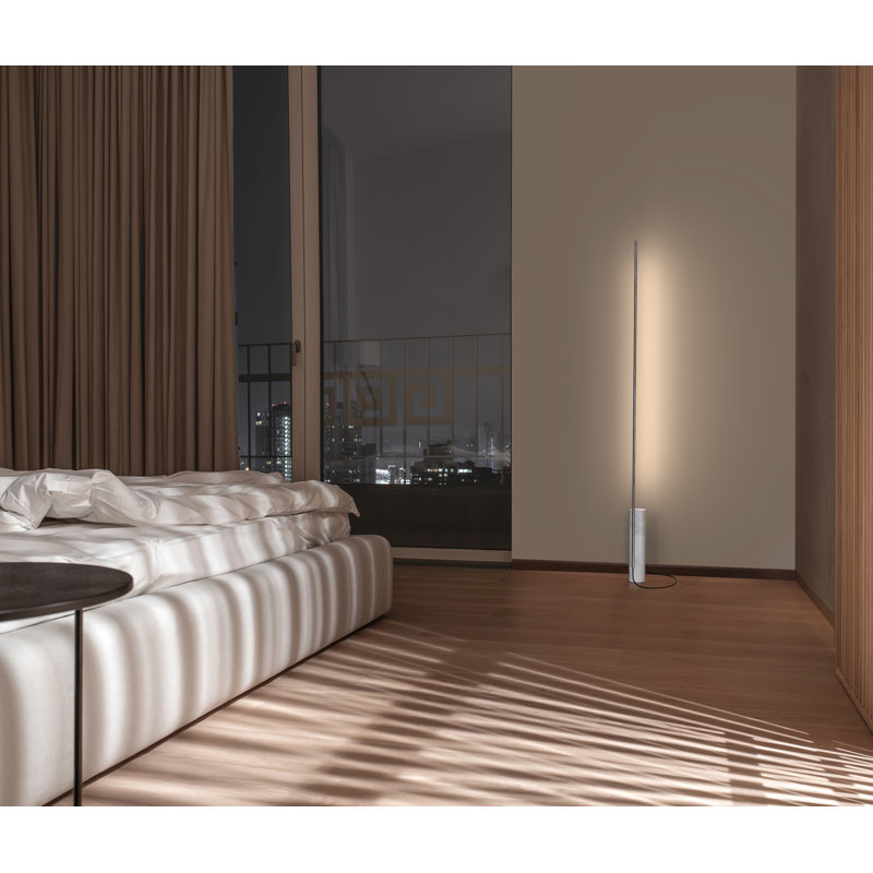 T.O 63" Novelty Floor Lamp, White Carrara/Brass