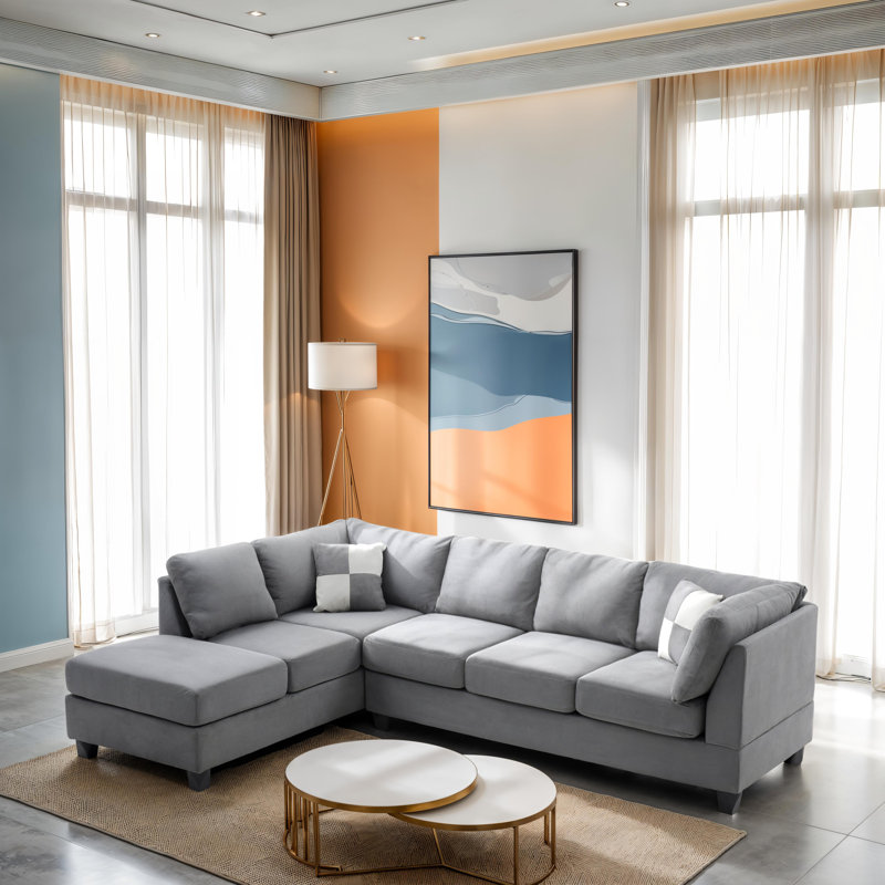 Harikleia Salisbury Sectional, Gray Fabric