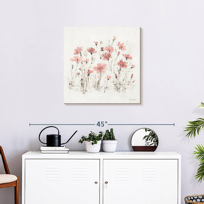 Fleurs sauvages III - rose, H 24 po x l 24 po