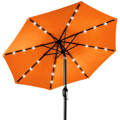 Parasol lumineux solaire à DEL avec ajustement de l'inclinaison 10 pi Shearer, tissu résistant aux rayons UV