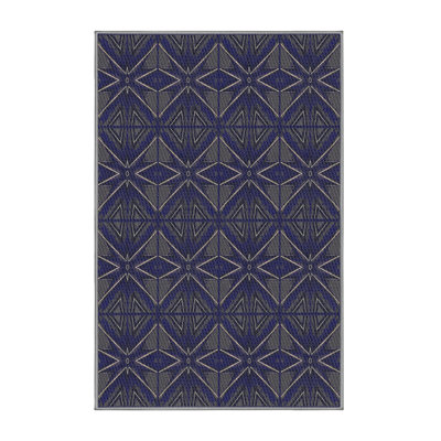 Bleu géométrique/Tapis décoratif gris
