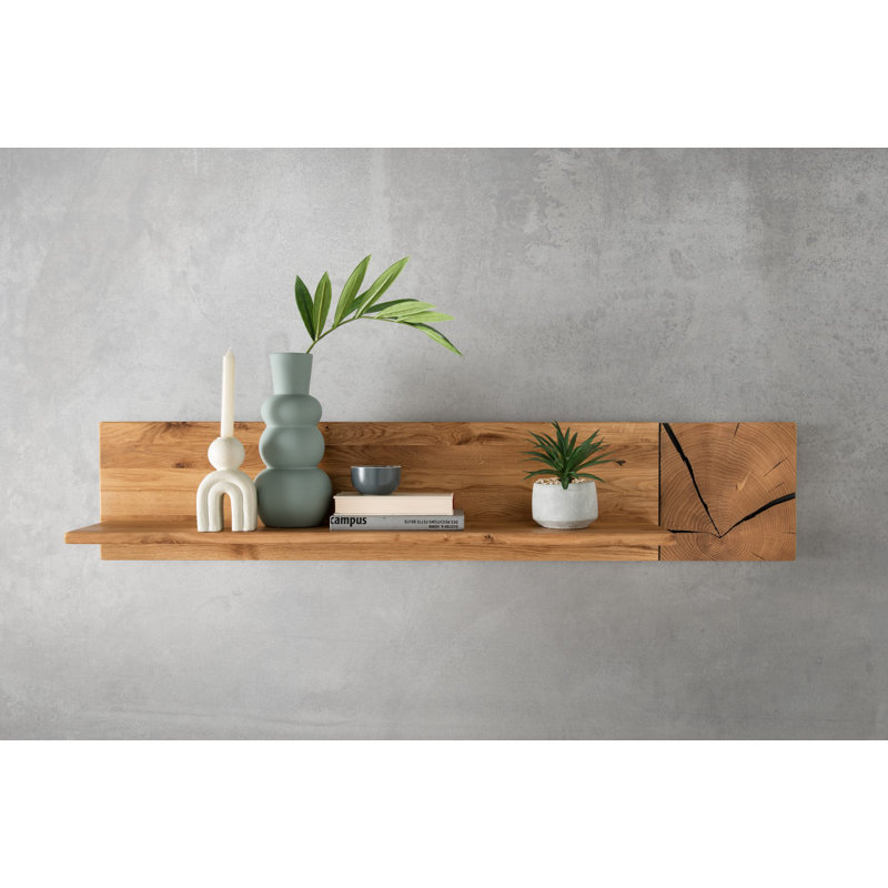 Dallastown Solid Wood Accent Shelf, Oak, 25cm H x 124cm W x 20cm D