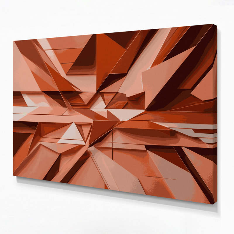 «Geometric Abstraction 35», art mural sur toile rose, H 16 po x l 20 po