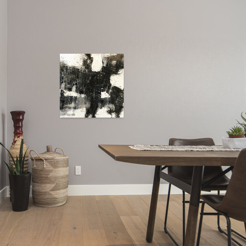 Art abstrait abstrait noir et blanc, H 24 po x l 24 po