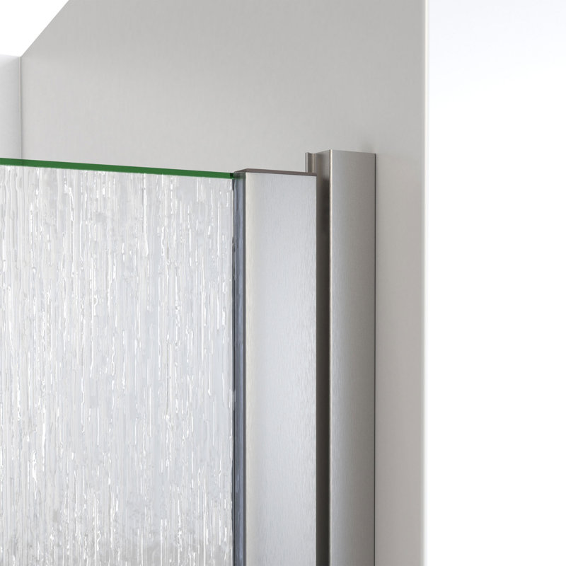 Brushed Nickel Semi-Frameless Swing Shower Door with Rain Glass